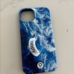 Loopy case size iPhone 13 blue and white wave pattern